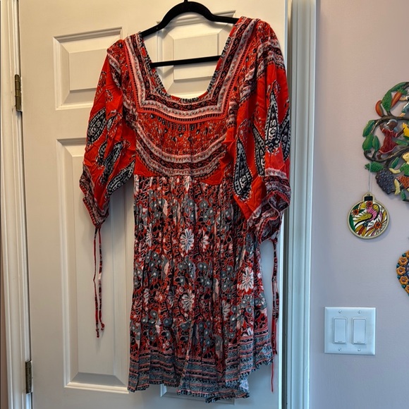 Free People Midsummers Dream Babydoll Dress in the Poppy Combo color - Picture 3 of 7